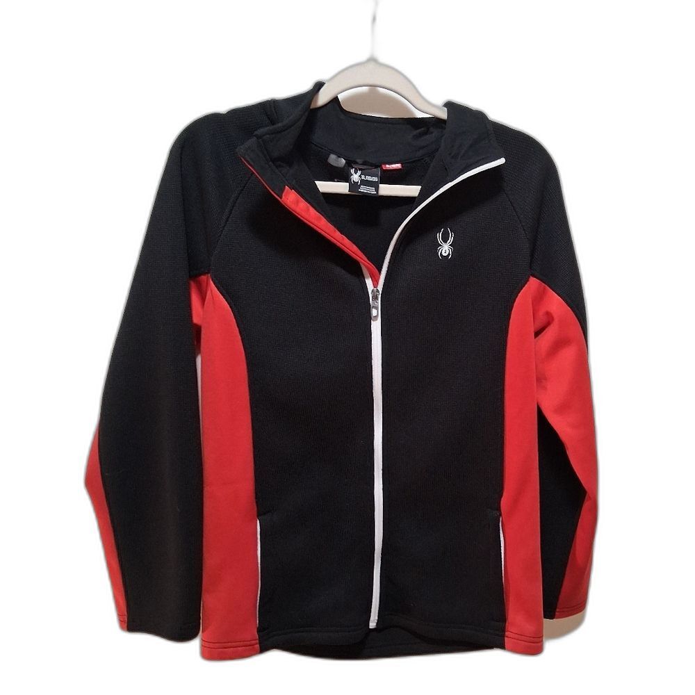 Boy's Spyder Full Zip Skiing Snowboarding Jacket Red Black Boy's Size XL